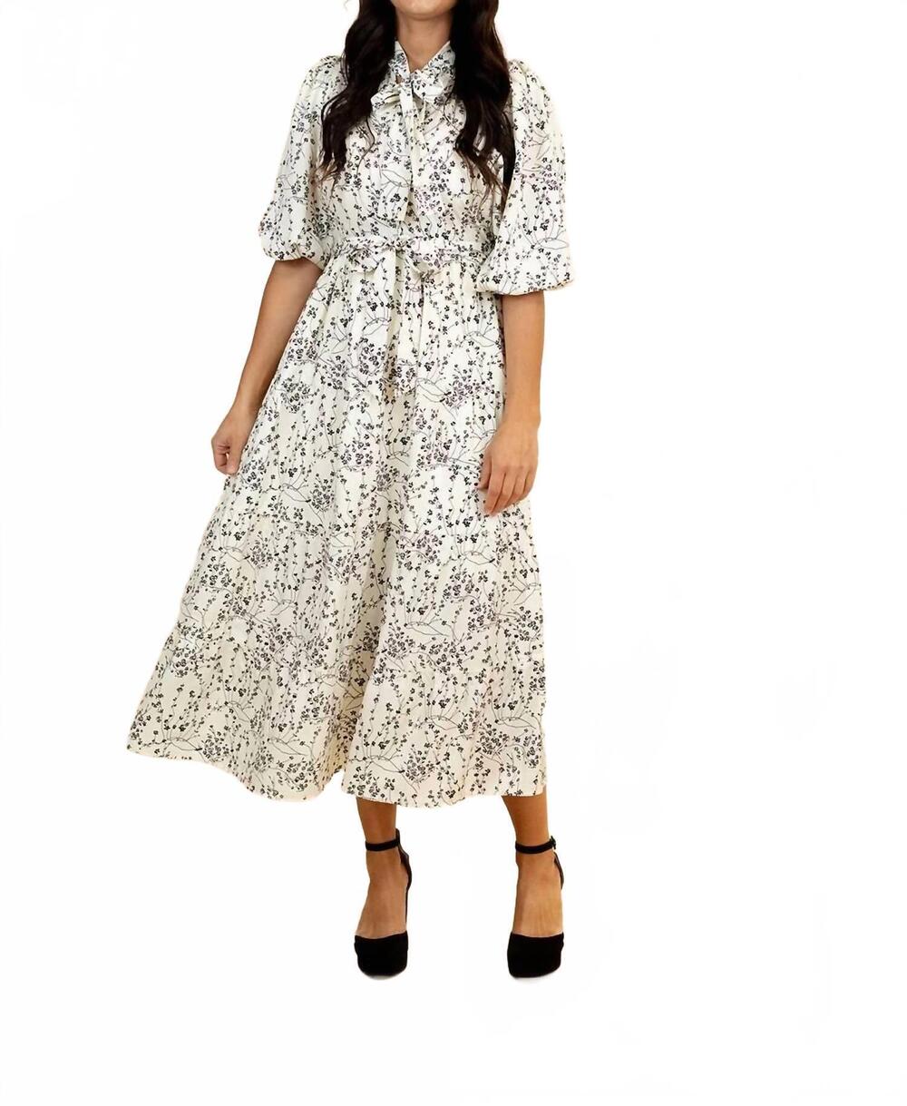NEW POLAGRAM ivana midi dress in cream/black